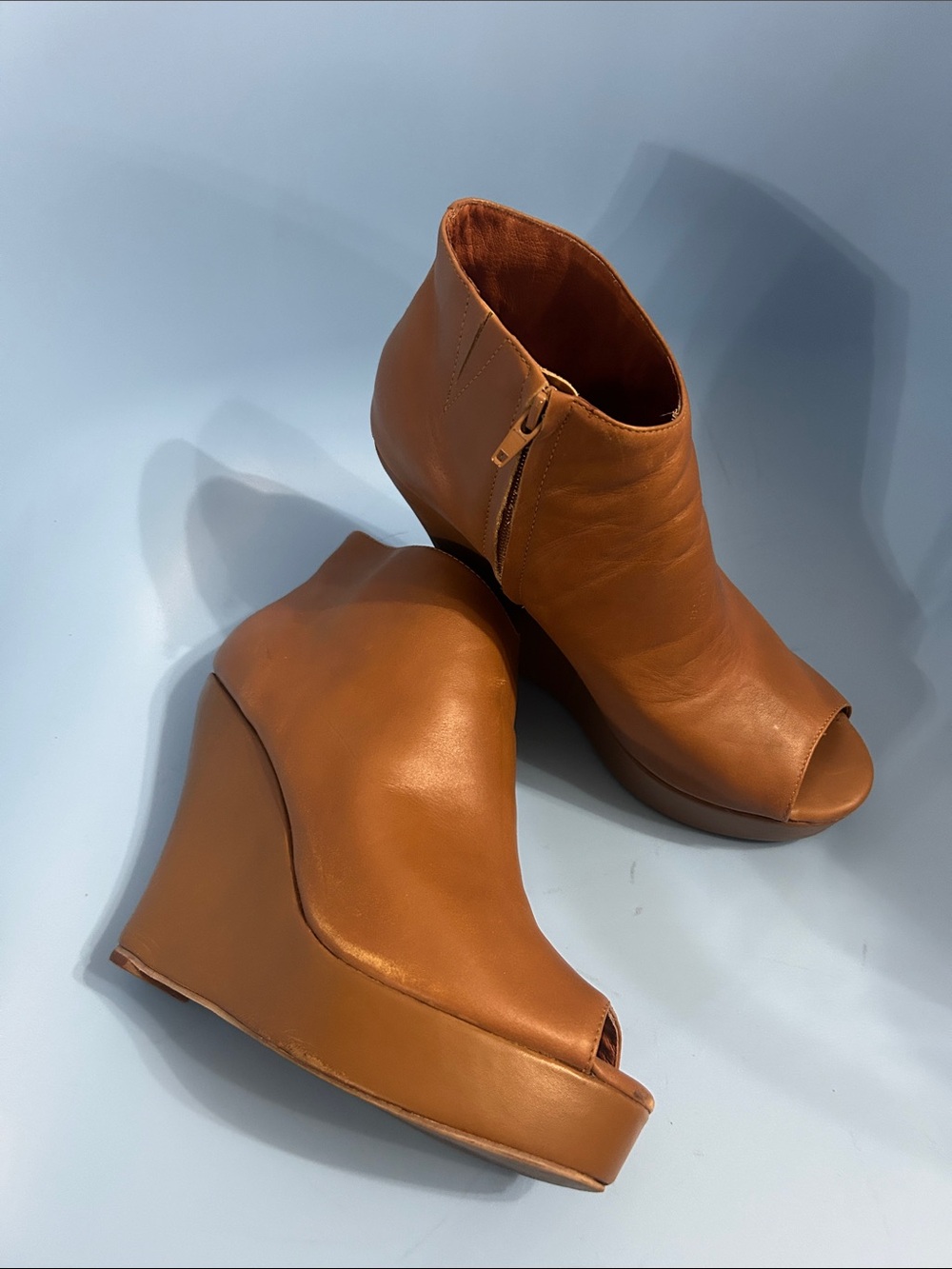 Jeffrey Campbell Leather Wedge Havana Platform Open Toe Shoes - Picture 3 of 12